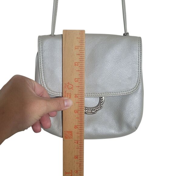 Fossil Leather Crossbody Bag Purse Women's Small Light Gray Going Out Event - Picture 7 of 13
